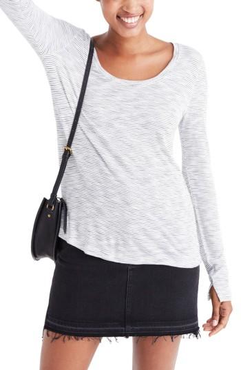 Women's Madewell Anthem Stripe Long Sleeve Tee, Size - White