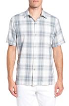 Men's Tommy Bahama Zamora Plaid Silk Sport Shirt, Size - Grey