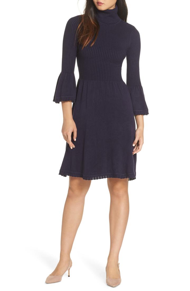 Women's Eliza J Turtleneck Sweater Dress, Size - Blue
