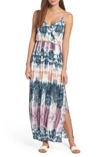 Women's One Clothing Tie Dye Surplice Maxi Dress - Blue