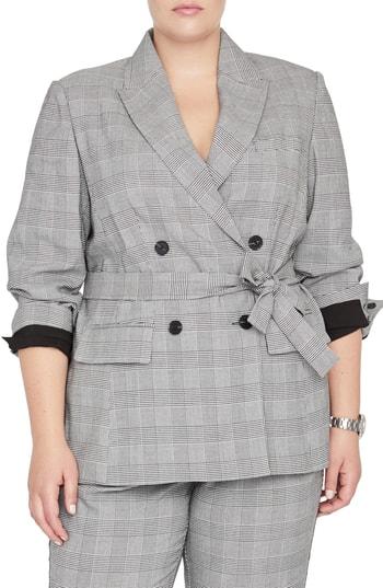 Women's Rachel Roy Windowpane Plaid Tie Front Blazer