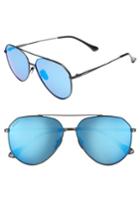 Women's Diff Dash 58mm Aviator Sunglasses - Matte Black/ Blue