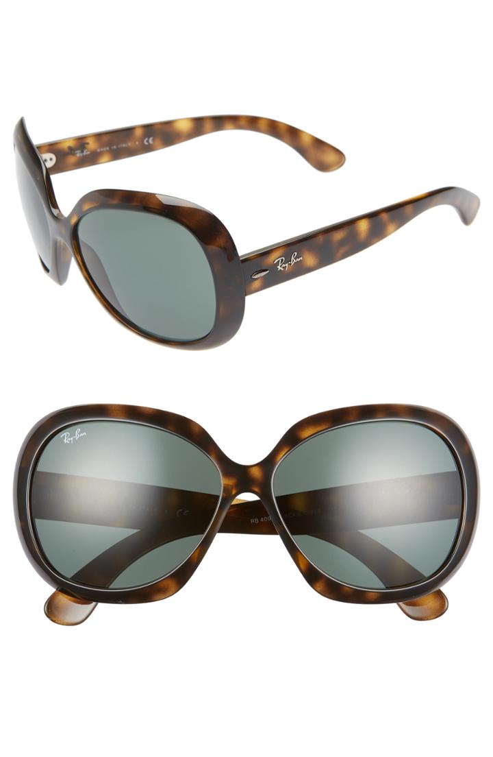 Women's Ray-ban 60mm Large Vintage Round Frame Sunglasses - Havana Brown/ Green Solid