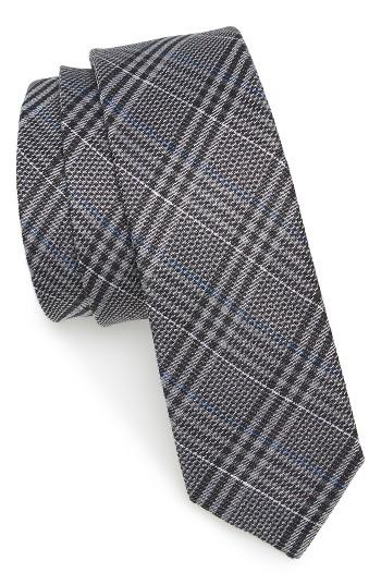 Men's The Tie Bar Columbus Plaid Linen & Silk Tie, Size - Grey