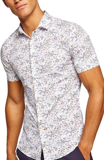 Men's Topman Wedding Paisley Print Shirt - White
