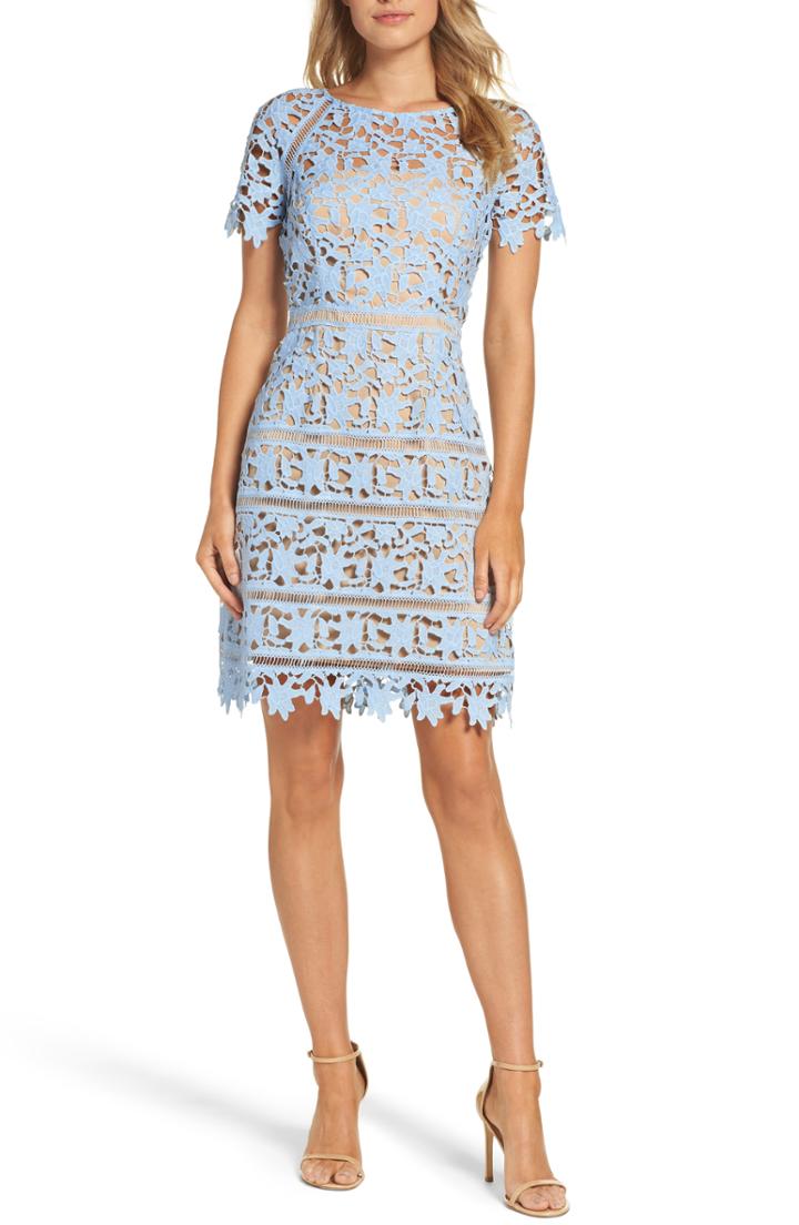 Women's Eliza J Lace Overlay Sheath Dress - Blue