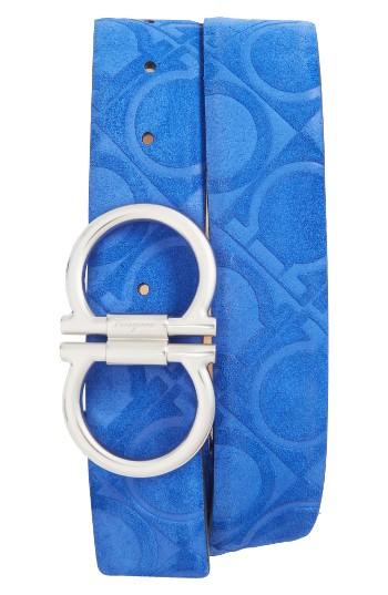Men's Salvatore Ferragamo Double Gancio Suede Belt
