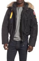 Men's Parajumpers Gobi 700 Fill Power Down Bomber Jacket With Genuine Coyote Fur Trim - Black