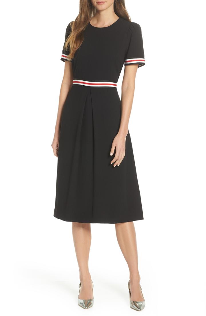 Women's 1901 Stripe Trim Midi Dress - Black