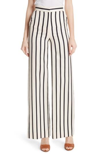 Women's Veronica Beard Xena Stripe Wide Leg Pants - White