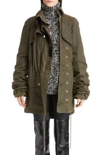 Women's Saint Laurent Waxed Cotton Toile Parka Us / 38 Fr - Green