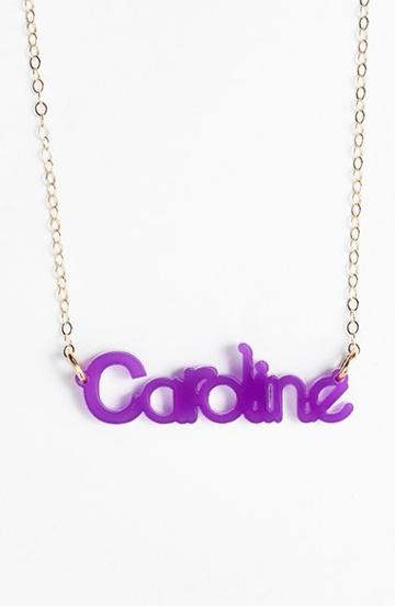 Women's Moon And Lola 'zebra Block Font' Personalized Nameplate Pendant Necklace