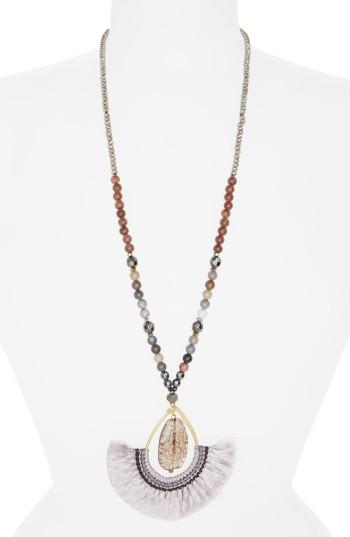 Women's Nakamol Design Fringed Agate Teardrop Pendant Necklace