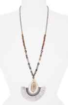Women's Nakamol Design Fringed Agate Teardrop Pendant Necklace