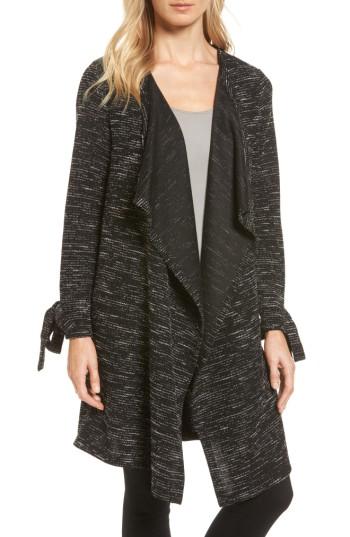Women's Pleione Tie Sleeve Long Cardigan, Size - Black