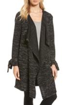 Women's Pleione Tie Sleeve Long Cardigan, Size - Black