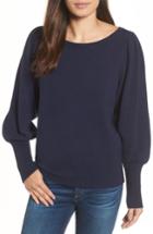 Women's Halogen Bateau Neck Blouson Sleeve Sweater - Blue