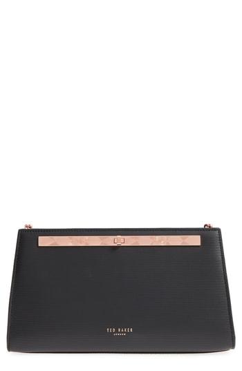 Ted Baker London Ammira Plisse Leather Clutch - Black