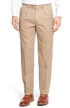 Men's Nordstrom Men's Shop Classic Smartcare(tm) Supima Cotton Pleated Trousers X 34 - Brown