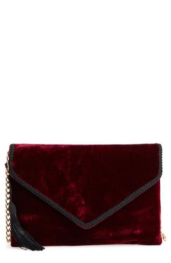 Leith Embellished Velvet Clutch - Burgundy