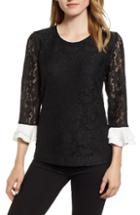 Women's Karl Lagerfeld Paris Lace Ruffle Cuff Blouse - Black