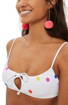 Women's Topshop Spot Ribbed Crop Bikini Top Us (fits Like 0-2) - White