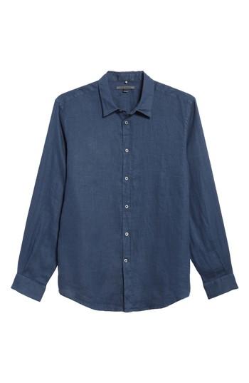 Men's John Varvatos Garment Dyed Linen Shirt, Size - Blue