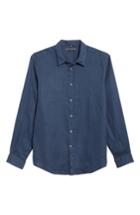 Men's John Varvatos Garment Dyed Linen Shirt, Size - Blue
