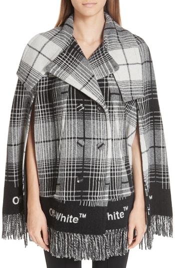 Women's Off-white Check Blanket Cape Us / 42 It - White