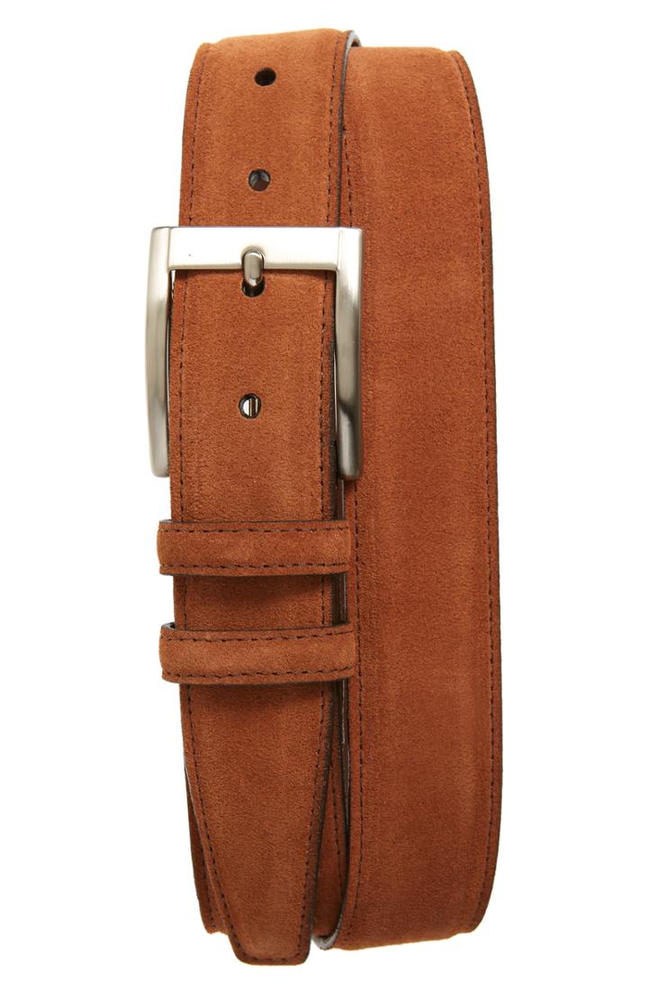 Men's Torino Calfskin Suede Belt - Walnut