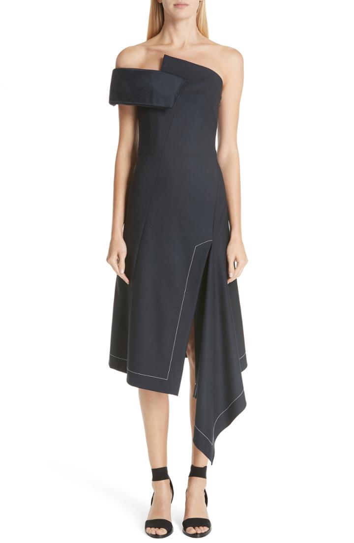Women's Monse White Stitch Strapless Dress - Blue
