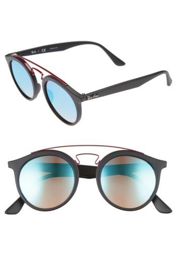 Women's Ray-ban Highstreet 49mm Gatsby Round Sunglasses - Blue/ Black