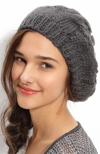 Rubbish Cabled Beret Charcoal One Size