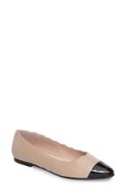Women's Patricia Green Suzanne Scalloped Cap Toe Flat .5 M - Beige