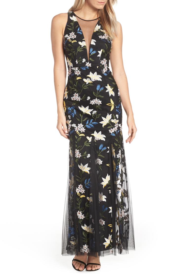 Women's Adrianna Papell Sequin Embroidery Gown - Blue