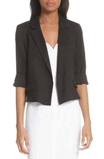 Women's Milly Crop Linen Blend Blazer - Black