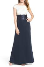 Women's Tadashi Shoji Off The Shoulder Lace Gown - Blue