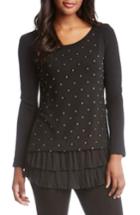 Women's Karen Kane Ruffle Hem Studded Sweater - Black
