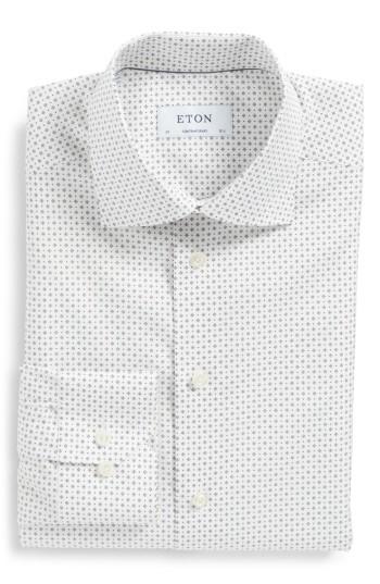Men's Eton Contemporary Fit Geometric Dress Shirt - White