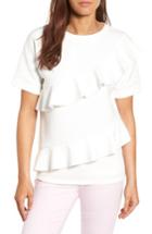 Women's Halogen Ruffle Front Neopene Sweatshirt, Size - Ivory