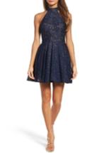 Women's La Femme Lace Halter Style Dress - Blue