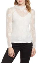 Women's 1.state Embroidered Mesh Top - White