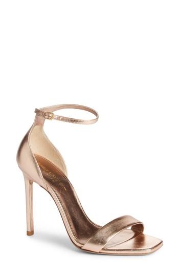 Women's Saint Laurent Amber Ankle Strap Sandal Us / 39eu - Metallic