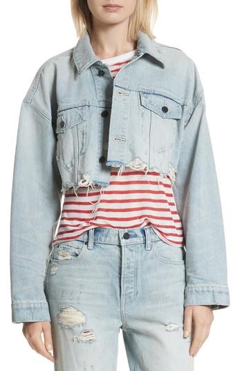 Women's Alexander Wang Blaze Crop Denim Jacket - White