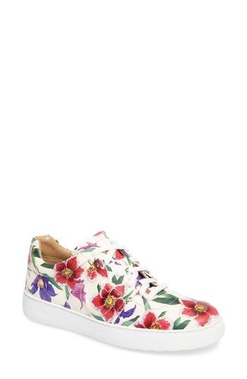 Women's Salvatore Ferragamo Gancio Print Sneaker .5 C - White