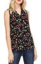 Women's Vince Camuto Floral V-neck Sleeveless Blouse, Size - Black