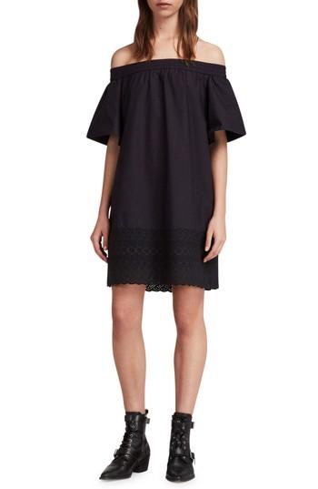 Women's Allsaints Livia Trixi Off The Shoulder Cotton Dress - Black
