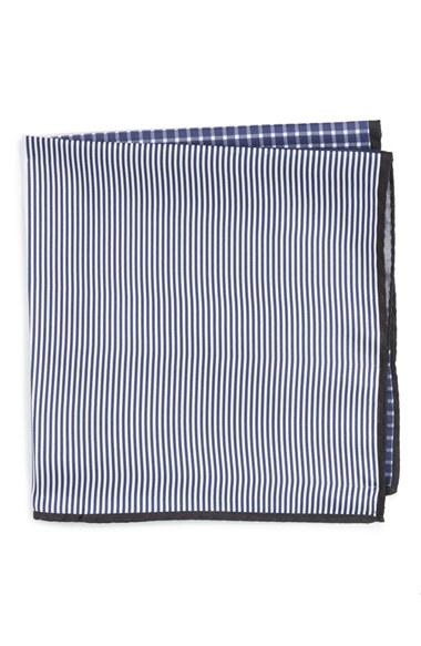 Men's Nordstrom Men's Shop Panel Silk Pocket Square, Size - Blue