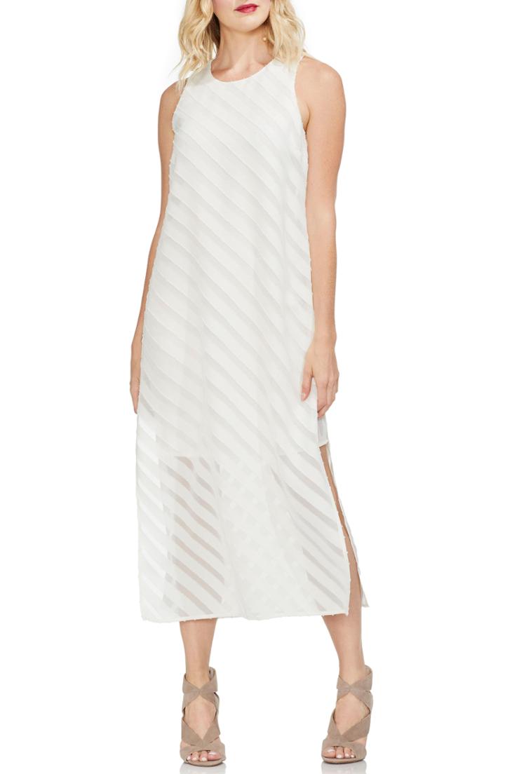 Women's Vince Camuto Diagonal Stripe Chiffon Maxi Dress - Ivory