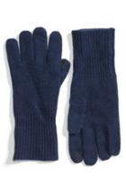Women's Halogen Rib Knit Cashmere Gloves, Size - Blue
